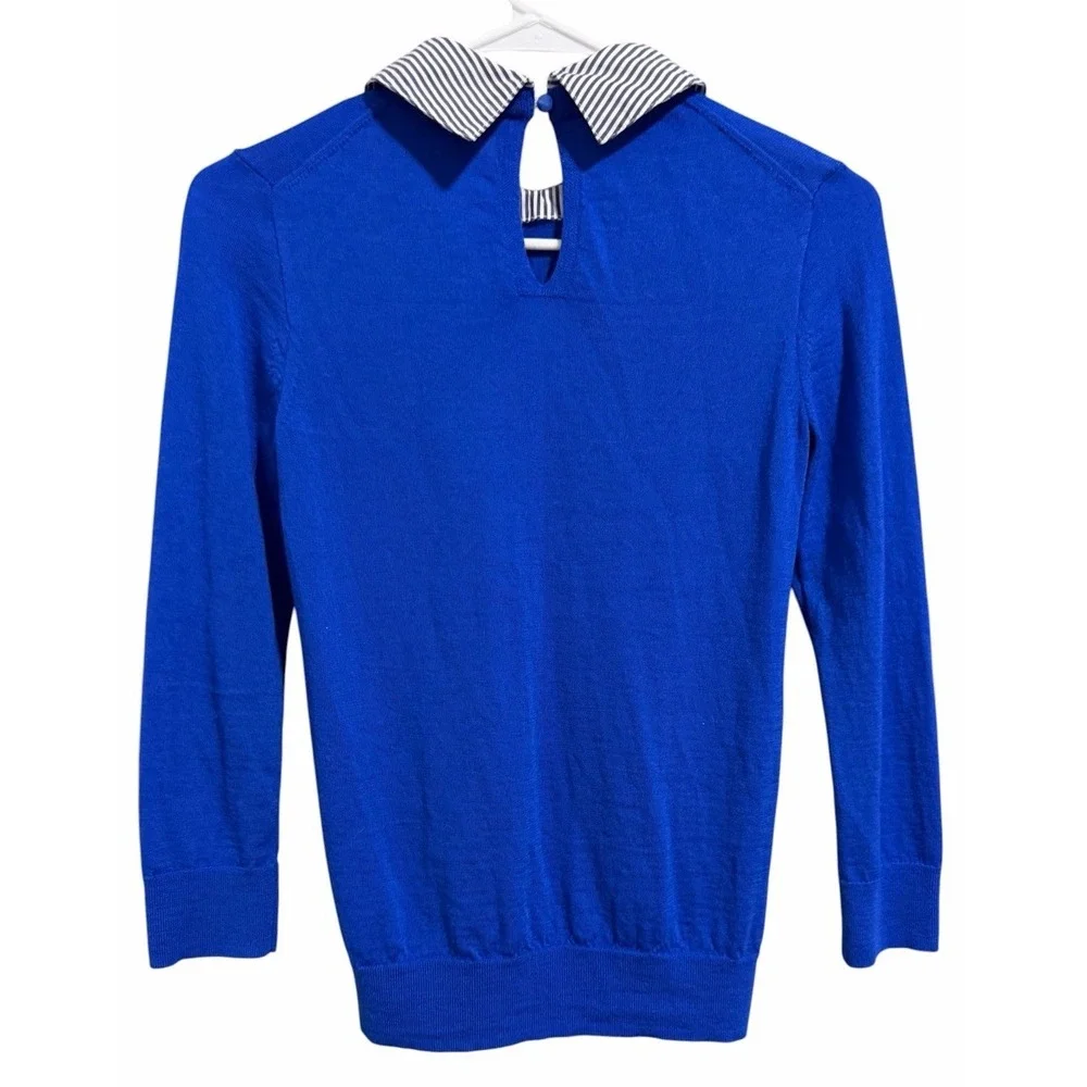 J. Crew Carolyn Collared Fitted Merino Wool Sweater Cobalt Blue Women's Size XS